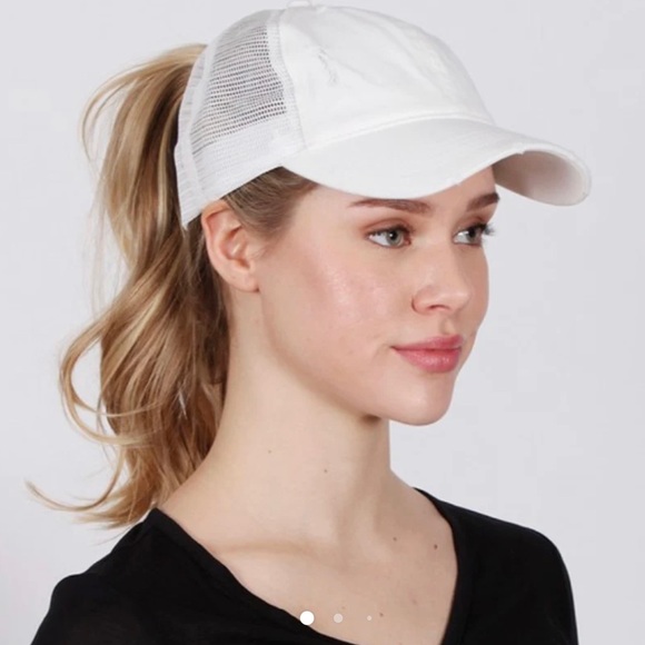 Ponytail Baseball Hat or Cap: Distressed - Picture 1 of 7